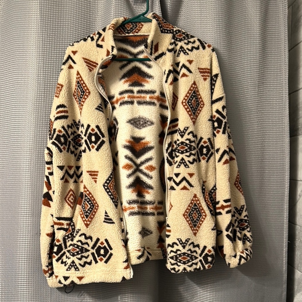 Tribal Print Sherpa Jacket